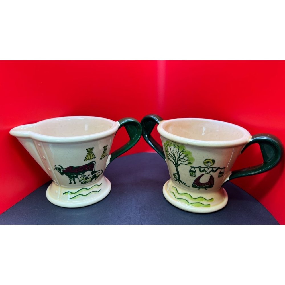 Metlox Poppytrail Provincial Vernon Homestead Creamer and Sugar No Lid Vintage
